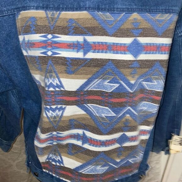 Cambridge Dry Goods vintage Aztec print jean jacket NWT small - Picture 5 of 11